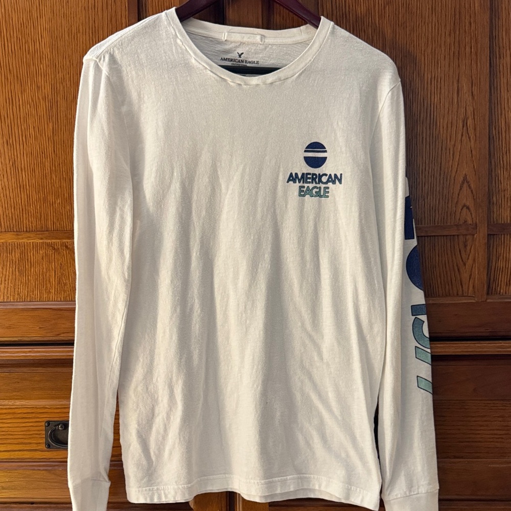 American Eagle Destination Graphic Arm Tee Cotton Blend Surfer Preppy Y2K Skater